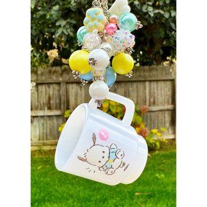 Sanrio Pochacco Kawaii Tiny Cup Keychain Bag Purse Charm